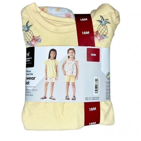 Member’s Mark Other - Girls 4 Piece Playwear Set 2 Shorts & 2 Tops​
